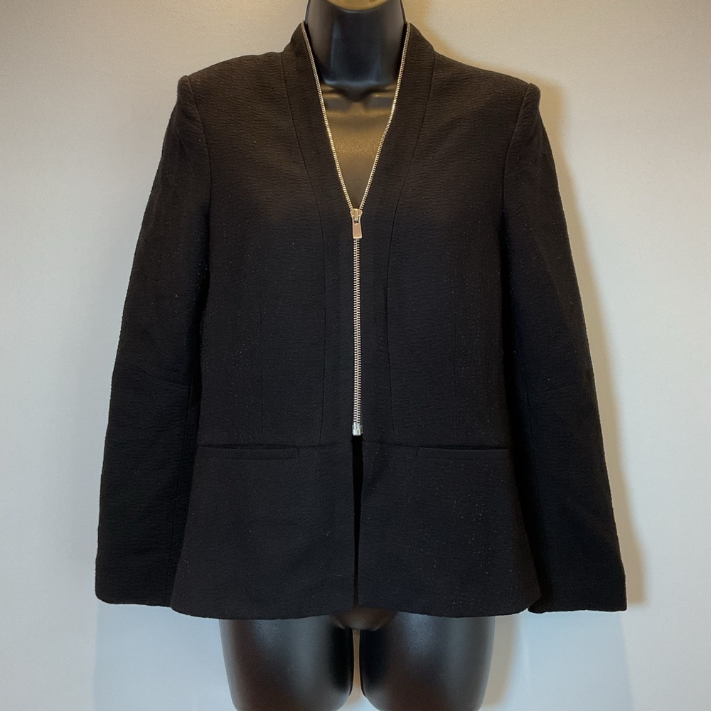 Sandro Paris Textured Black Zip-Front‎ Jacket – Size 38 (US 6)